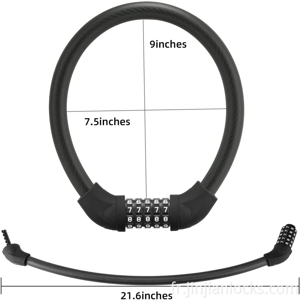 Verrouillage de vélo de sécurité lourde à 5 chiffres Réinitialiser le verrouillage du câble combinaison pour le verrouillage du fil de scooter de moto à vélo